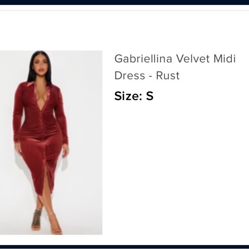 Fashion Nova Gabriellina Velvet Midi Dress - Rust